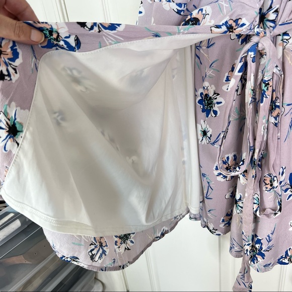 Lulu’s La Vie Lavender Floral Sleeveless V-Neck Wrap Ruffle Dress Women’s Sz XL - Picture 10 of 14